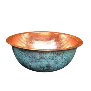 Solid Copper Spa Bath Pedicure Bowl with out Footrest II Salon Foot Massage Warm Soaking Tub II Green Antique Finish II Handmade Hammered ll