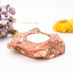 Natural Red Stone Tea Light Candle Holder - Tealight Home Ornaments - Creative Candle Holder
