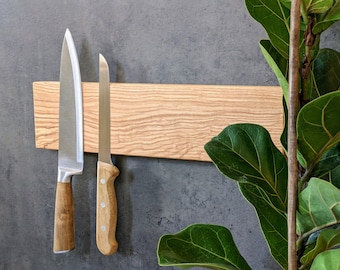 Ash Wood Magnetic Knife Holder - Wall Kitchen Knife Rack Magnet - Magnetic Knife Strip - Holds up to 5 knives - Gift