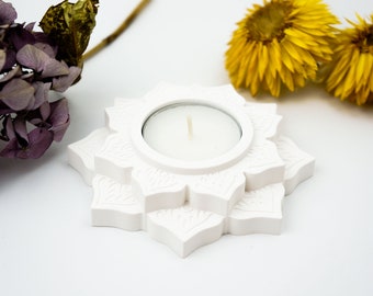 Lotus Porcelain Plaster Tea Light Candle Holder - Home Decor Gift