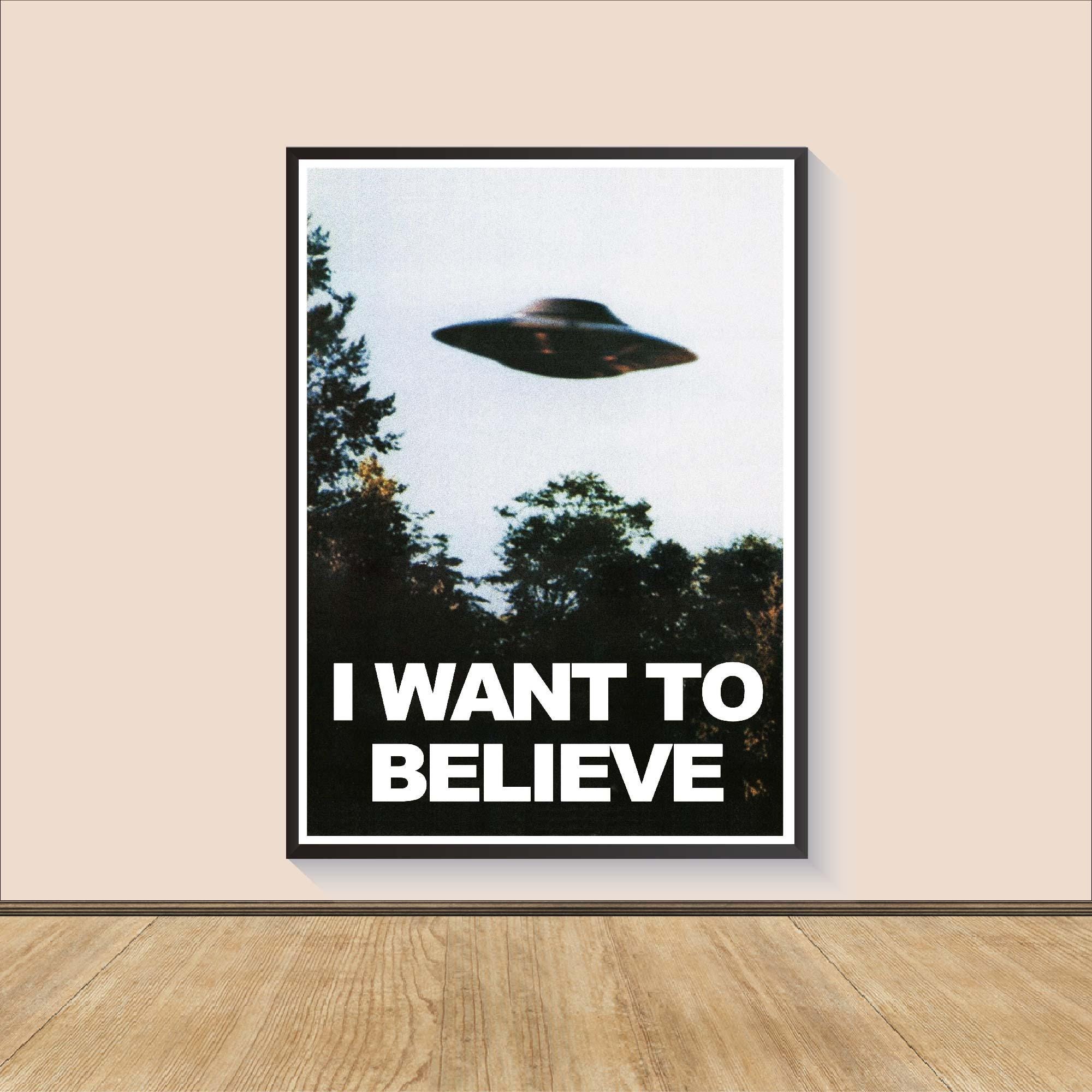 "I Want To Believe" Poster - Vintage Leinwand-Druck 50x75cm | UFO Ästhetik Deko