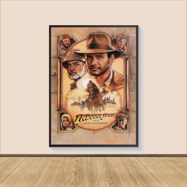 Indiana Jones and the Last Crusade Movie Poster Print, Canvas Wall Art, Room Decor, Movie Art, Gifts for Him/Her, Wall Art Print