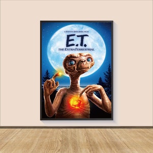 E.T Retro Movie Poster Print, Canvas Wall Art, Room Decor, Movie Art, Gifts for Him/Her, Wall Art Print, Art Poster For Gift, Movie Print