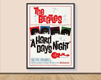 A Hard Day's Night 1964the Beatles Vintage Movie Poster Reprint