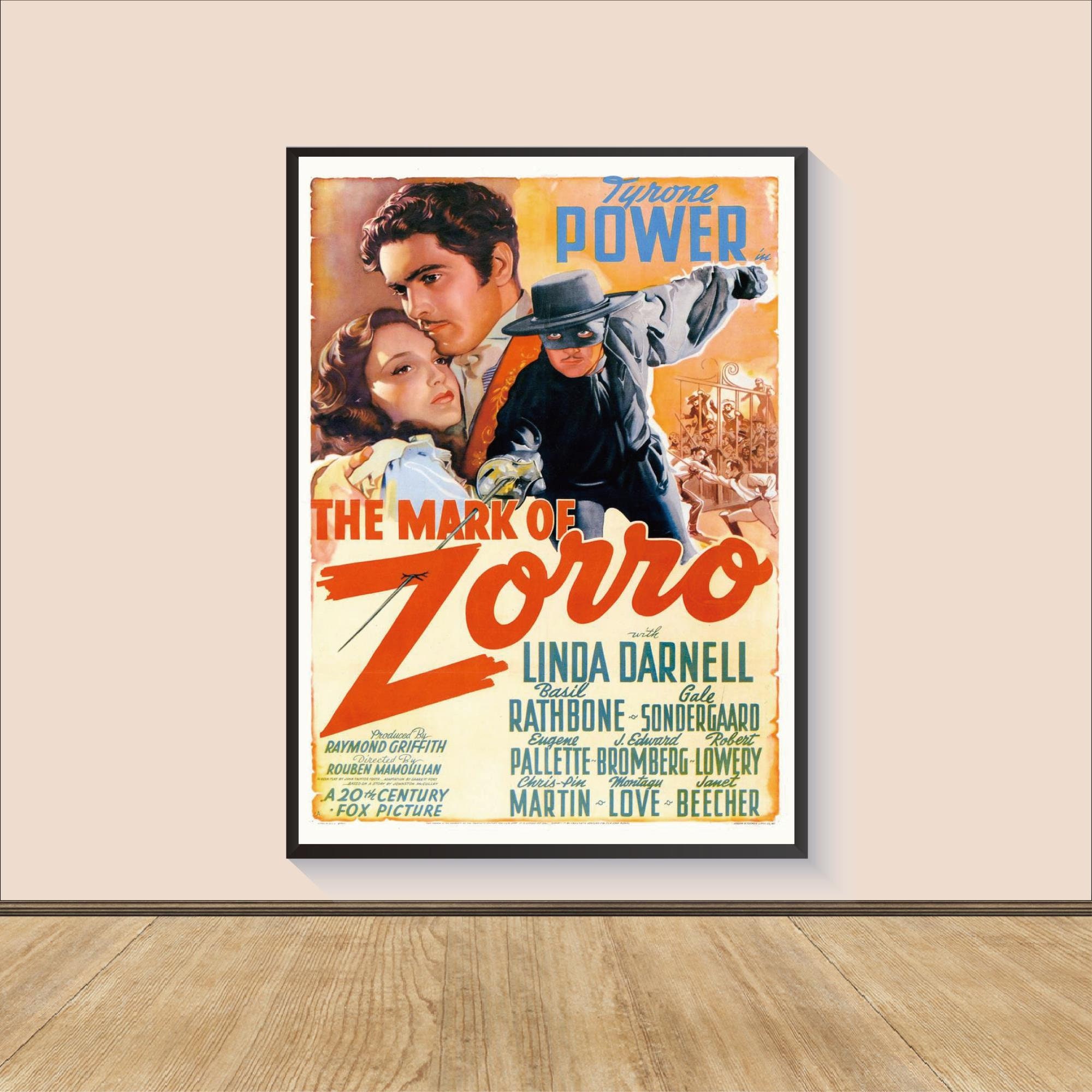 The Mark of Zorro Movie Poster Print, Canvas Wall Art, Room Decor