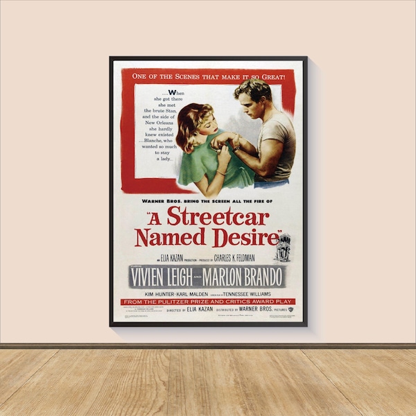 A Streetcar Named Desire (1951) Movie Poster Print, Canvas Wall Art, Room Decor, Personalized gift, Gifts for Him/Her, Wall Art Print