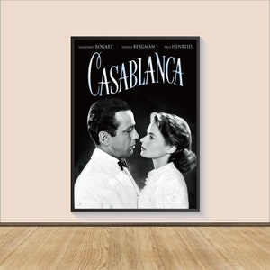 1942 Casablanca Film Poster Druck, Leinwand Wandkunst, Raumdekor, Filmkunst, Geschenke für Sie und Ihn, Kunst Poster