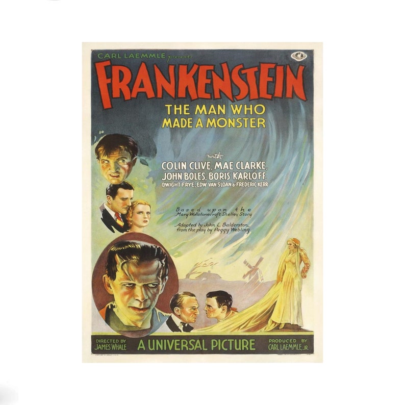 Frankenstein (1931) Movie Poster, Vintage Film Canvas Art - Etsy
