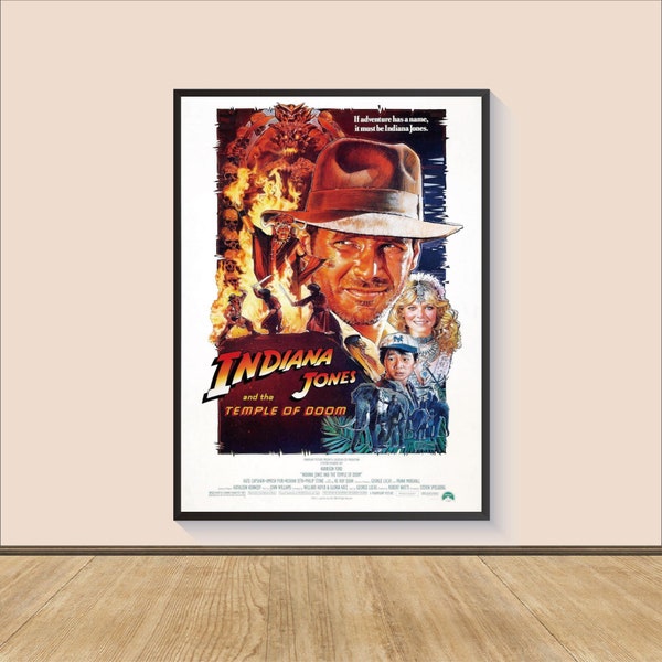 Indiana Jones & the Temple of Doom Movie Poster Print, Canvas Wall Art, Room Decor, Movie Art, Gifts for Him/Her, Wall Art Print