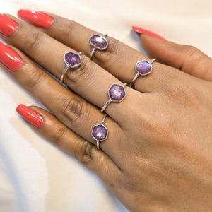 Hexagon Star Ruby Ring: Handmade 925  Silver Vintage Jewelry