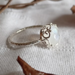 Rainbow Moonstone Ring: 925 Sterling Silver Statement Ring, Boho statement ring, natural gemstone ring, anniversary gifts for her