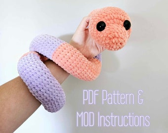 BUNDLE Noodles The Snake Crochet Pattern, Temperature Snake Mod and Editable Template.