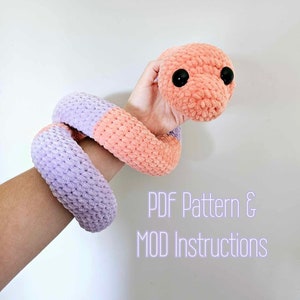BUNDLE Noodles The Snake Crochet Pattern, Temperature Snake Mod and Editable Template.