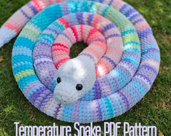 BUNDLE Noodles The Snake Crochet Pattern, Temperature Snake Mod and Editable Template.