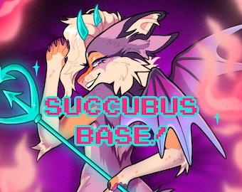 Succubus Furry Base! Devilish Lovecore Valentines Anthro Base! Demon Fursona Colouring Page!