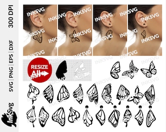 Laser Cut Butterfly Earring SVG Bundle: Cricut Templates (Digital Download)