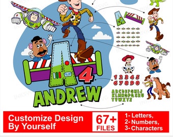 Personalized Toy Story SVG PNG Bundle, birthday Toy Story Clipart, Buzz Cake Topper, Woody Layered Files (Digital Download)