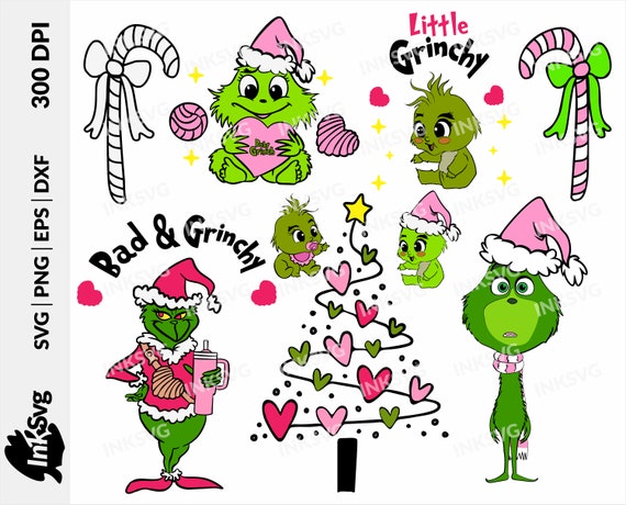 Pink Grinch Cup And Bag SVG PNG, Bad And Grinchy Pink SVG, Cute Grinch  Christmas DXF SVG PNG