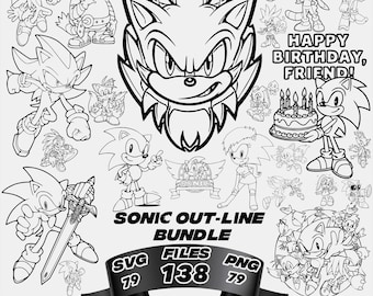 Paquete SVG de Sonic Hedgehog: Imágenes prediseñadas de Cricut, PNG de sombra (descarga digital)