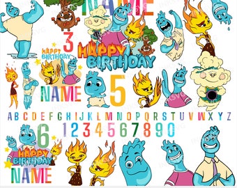 Elemental Birthday Bundle Clipart SVG, svg Cut Files, Elemental Birthday Shirt, Cake Topper, Clipart Set for cricut, png sublimation
