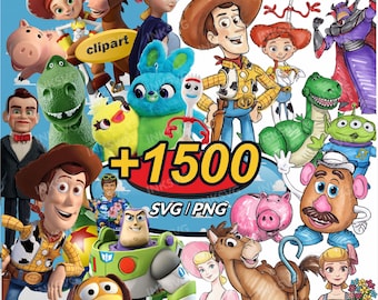 Toy Story SVG PNG akvarellpaket, födelsedag Toy Story Clipart, Buzz tårtdekoration, Woody lagerfiler (digital nedladdning)