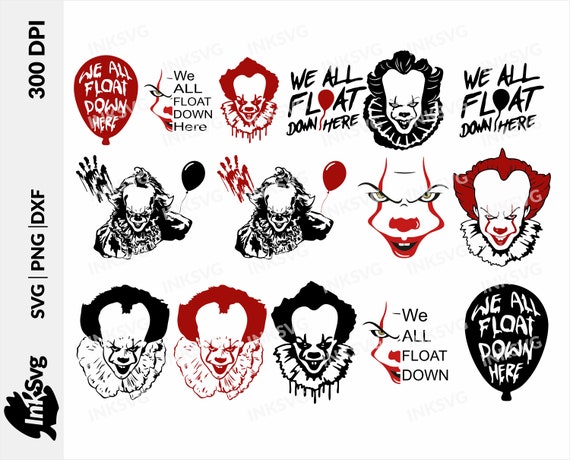 Bundle IT pennywise Clown Svg IT Pennywise Clown  Svg, Clown Svg, Horror,Scary, Movie,Clipart,  Halloween Svg, You'll Float Too, Red Balloon