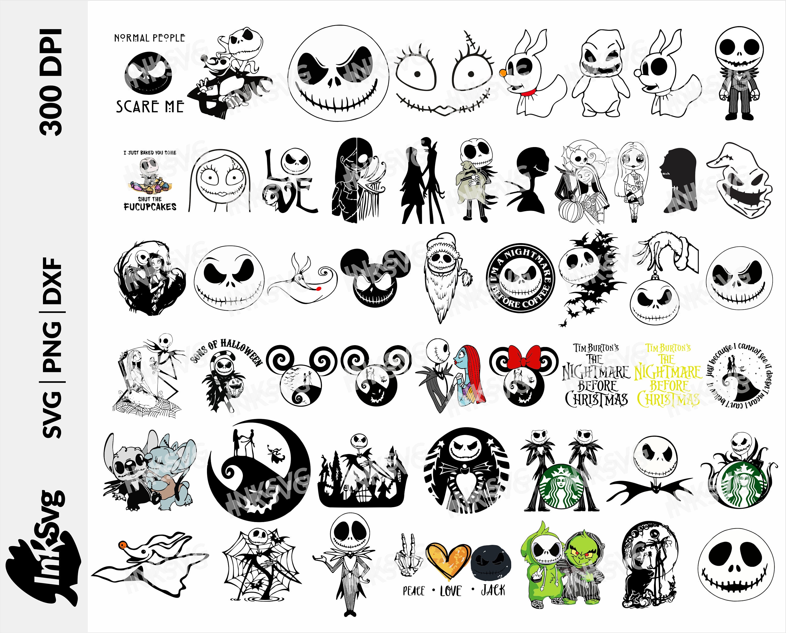 Nightmaree Bundle Svg Skelleton SVG Bundle Jack and Sally - Etsy Australia