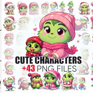 all cute , UNIQUE Designs Bundle png, pink red Christmas png, Baby, boy, girl,  grandma, grandpa, dad Grinchy PNG