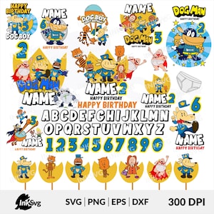 Dog Man svg & png birthday design bundle files for cricut sublimation, 2025 party decor, Cake Topper, Birthday Party shirt, kids tumbler svg