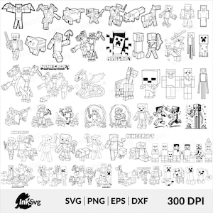 Ensemble SVG contour contour + 24 png couleur gratuit, clipart gaming mine numérique - stickers créatifs, contour Mine svg, lot de chemises artisanat Gamer