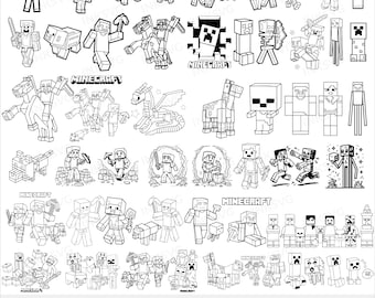 Outline SVG Bundle + farbiges 24 Png gratis, Gaming Clipart Digital Mine - Bastelsticker, Outline Mine svg, Gamer Handwerk Shirt Bundle
