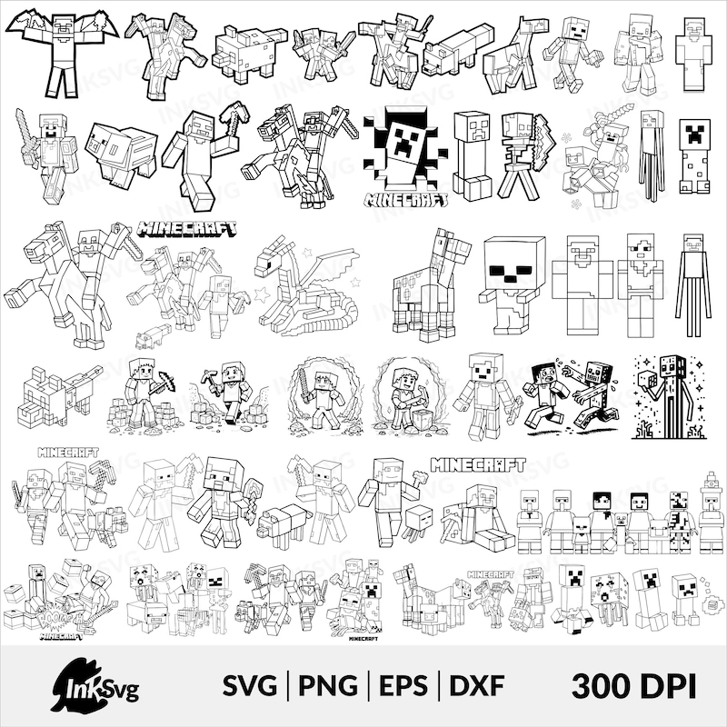 Minecraft Simple Line Vector Mincraft Clipart - Etsy