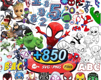 Paquete PNG de Spidey y sus increíbles amigos, imágenes prediseñadas de cumpleaños de superhéroes, diseño para decoración de pasteles de fiesta (descarga digital).