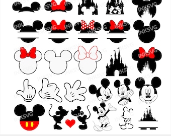 Paquete SVG de cabeza de Mickey y Minnie: diseños de cumpleaños de Cricut (descarga digital)
