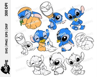 漫画風ベビーエイリアンSVGバンドル：Cricut＆昇華ファイル（デジタルダウンロード）