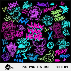 Clipart bundle png Jinx Graffiti, League of Legends pour cricut, fichiers pour sublimation, autocollants numériques, conception de tshirt, gobelet png