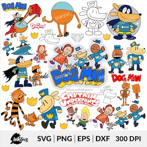 Dog Man svg and png bundle files for cricut sublimation, 2025 party decor, Cake Topper, Birthday Party shirt, kids tumbler, mug and more