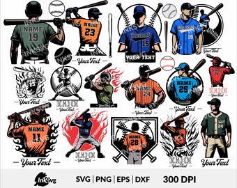 Personalized Baseball SVG Bundle: Custom Name & Number (Digital Files)