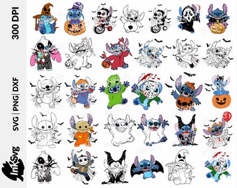 Halloween Stitch SVG Bundle: Alien Costume Designs (SVG, PNG, Dxf)