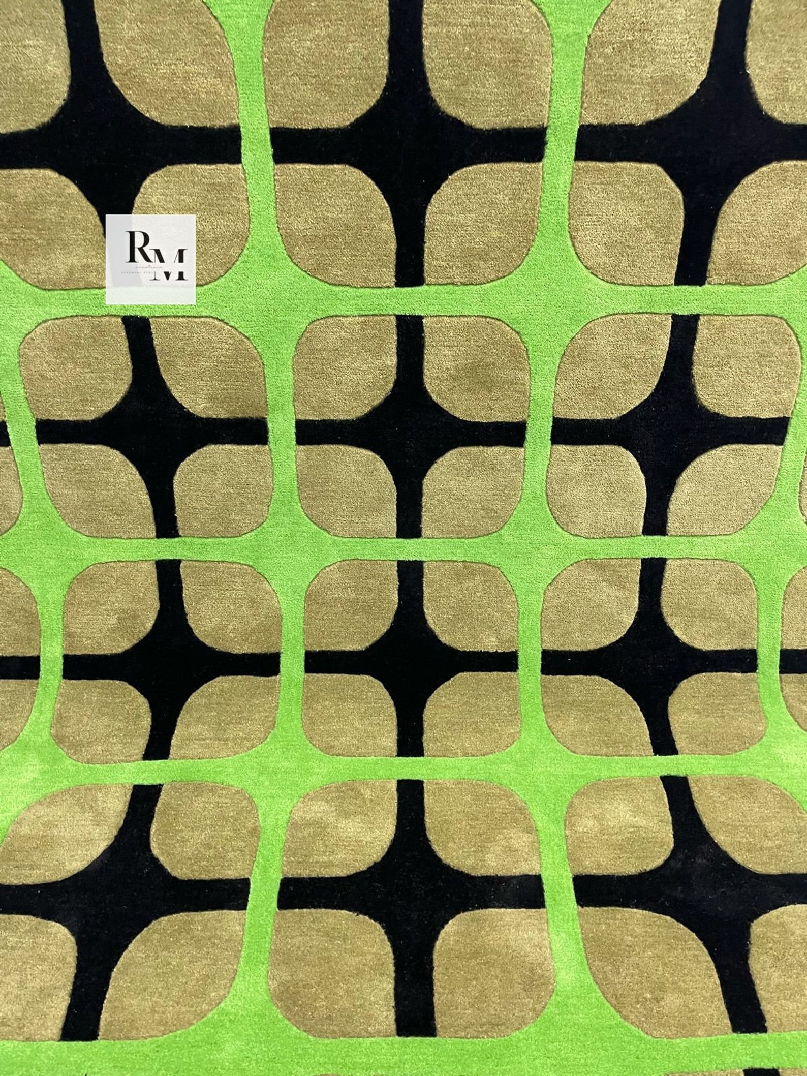 GREEN RUG, Green and Black Rug, Modern Hand-tufted 100% Wool Handmade ...