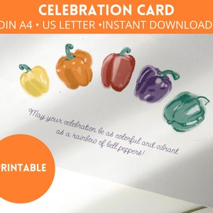 Cartão de aniversário engraçado para impressão, aniversário vegano, cartão de pimentão, para veganos e vegetarianos, cartão de aniversário de última hora