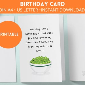 Carte d’anniversaire imprimable végétalienne - Carte d’anniversaire drôle pour les végétariens - Anniversaire végétalien - Pois riant - Dernière minute