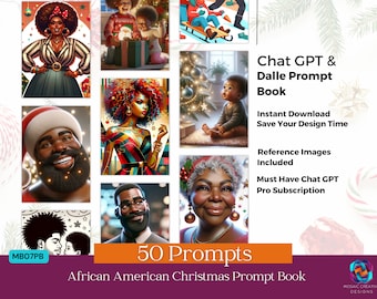 African-American Christmas | Dalle+ChatGPT Crafted | 50 Prompts | AI Artful AI Art Prompt Christmas Bundle | Prompts work in Midjourney