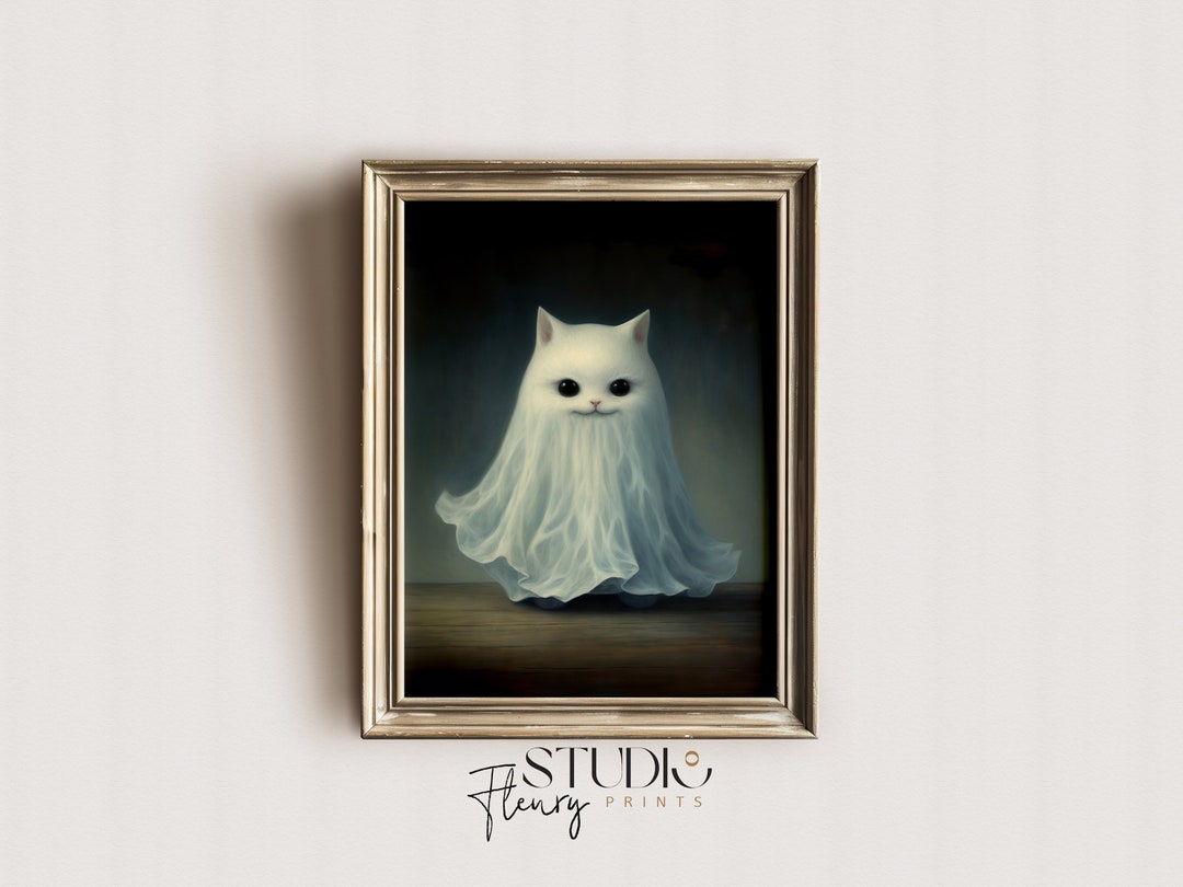 Ghost Cat Print Vintage Wall Art Printable Dark Academia Art Digital ...