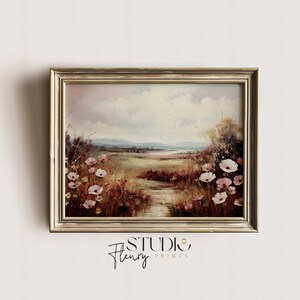 Muted Wildflower Field Wall Art | Vintage Cottagecore Painting | Digital DOWNLOAD | Studio Fleury Prints | OA-0013