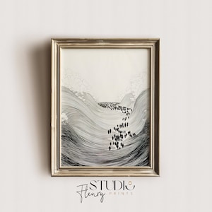 Moses Parting the Red Sea | Exodus Crossing Red Sea Bible Wall Art Printable |  Digital DOWNLOAD | Studio Fleury Prints | OA-0020