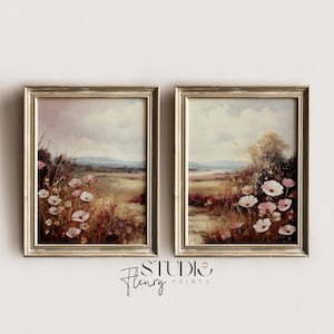 Wildflower Field Set of 2 | Country Landscape Set of 2 | Cottagecore Split Panel | Digital DOWNLOAD | Studio Fleury Prints | G-0002