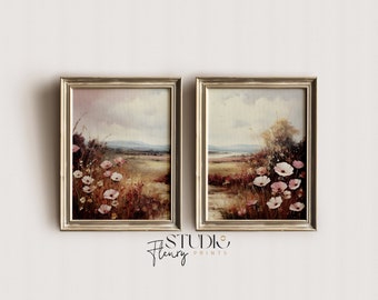 Wildflower Field Set of 2 | Country Landscape Set of 2 | Cottagecore Split Panel | Digital DOWNLOAD | Studio Fleury Prints | G-0002