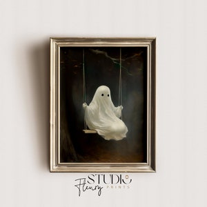Ghost on a Swing | Vintage Wall Art Printable | Dark Academia Art |  Digital DOWNLOAD | Studio Fleury Prints | OA-0039