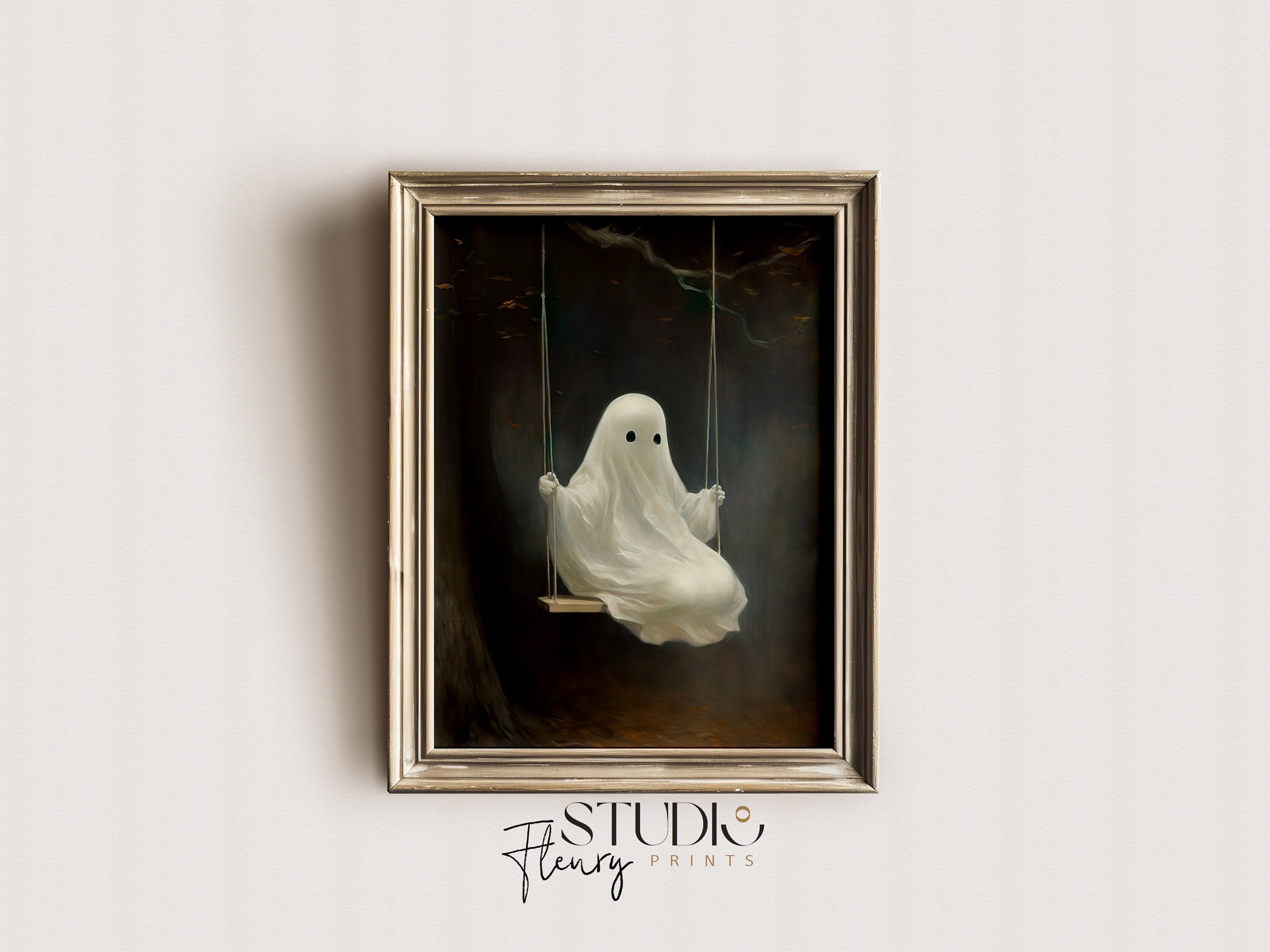 Ghost on a Swing | Vintage Wall Art Printable | Dark Academia Art |  Digital DOWNLOAD | Studio Fleury Prints | OA-0039